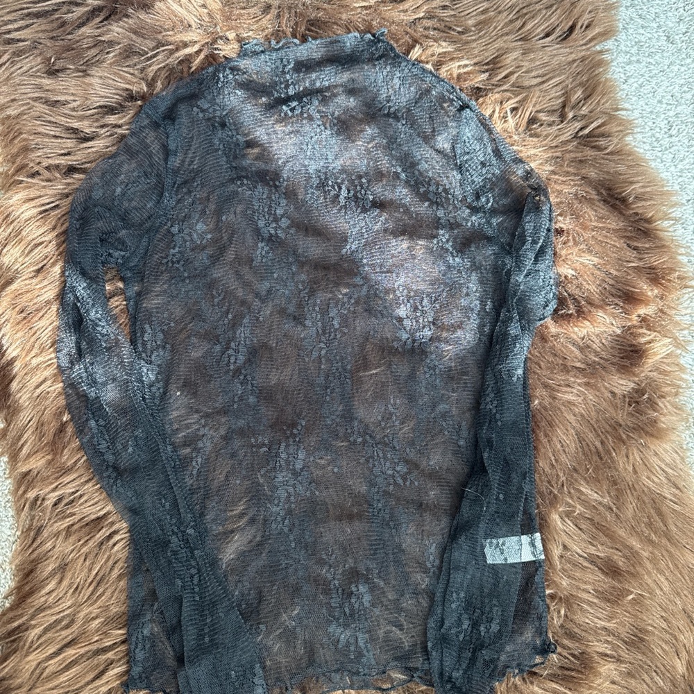 Sheer Black Lace Long Sleeve Top